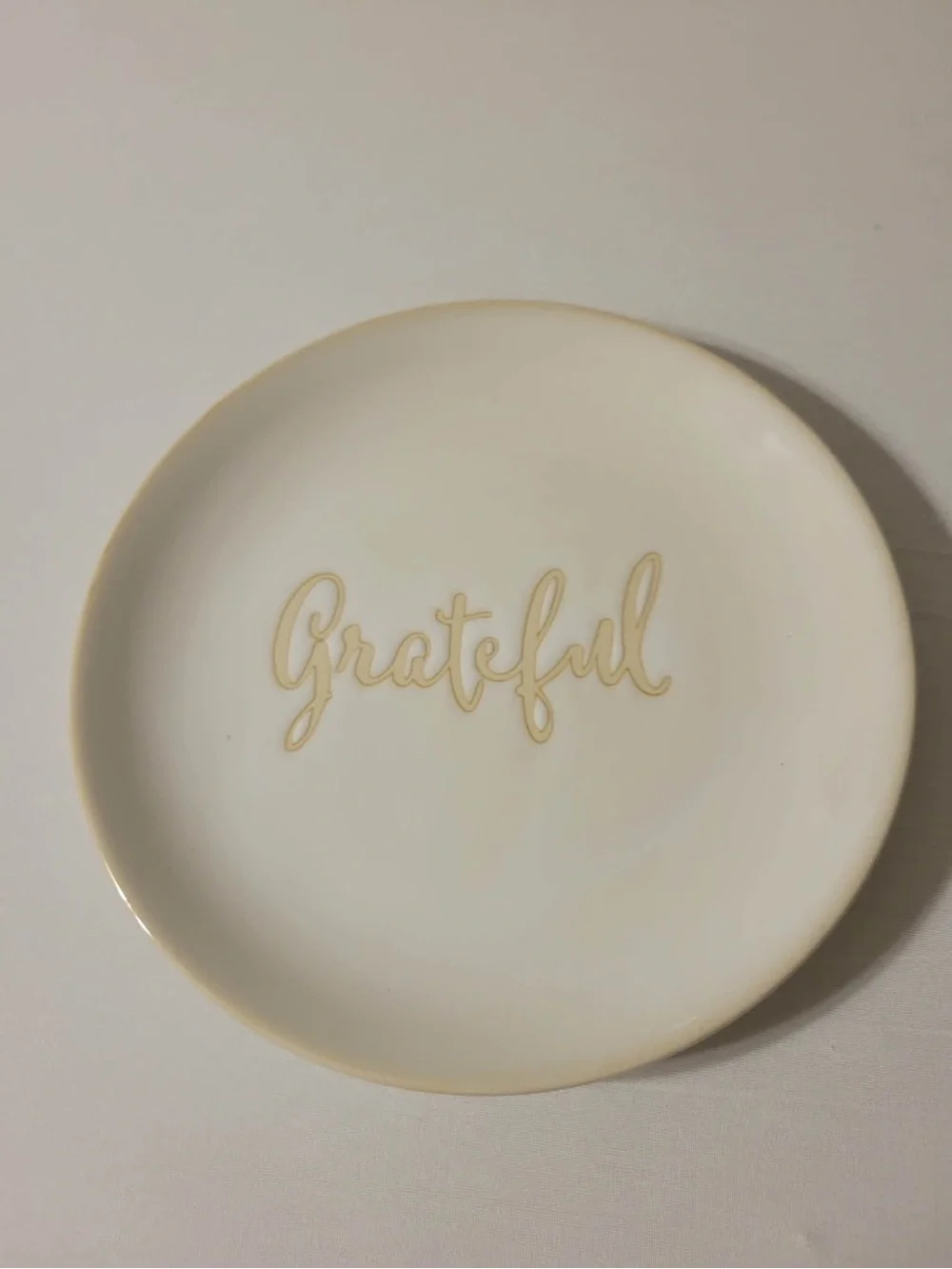 Better Homes And Gardens Cream Ceramic Plate with Gold 'Grateful' Script